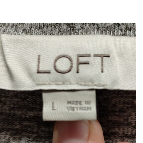 LOFT Women's Size Large Gray Taupe Long Sleeve Mock Neck Knit Stretch Top - Picture 4 of 5